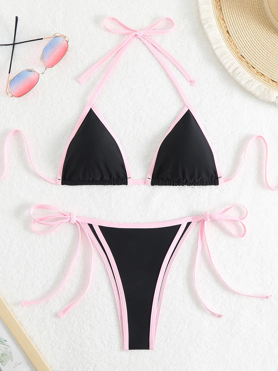 Bikini Triángulo Halter Mujer 2025 | Brasileño Sexy Playa y Piscina
