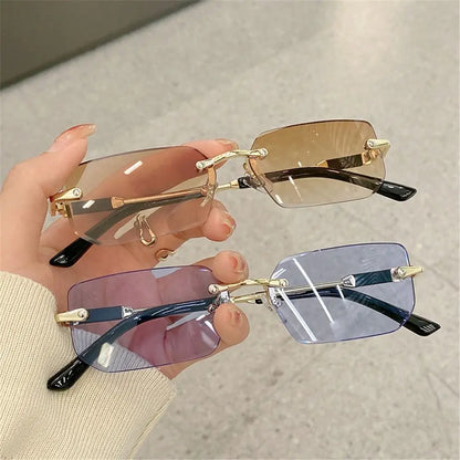 Gafas de Sol Rectangulares Sin Marco Unisex | Retro Moda Verano UV400 Mujer Hombre