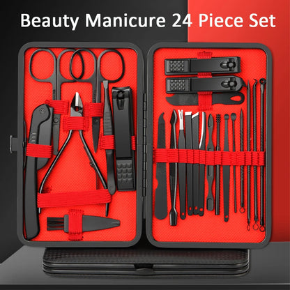 Set Profesional de Cortauñas 7-24 Piezas | Kit de Manicura y Pedicura de Alta Precisión para Hombres y Mujeres