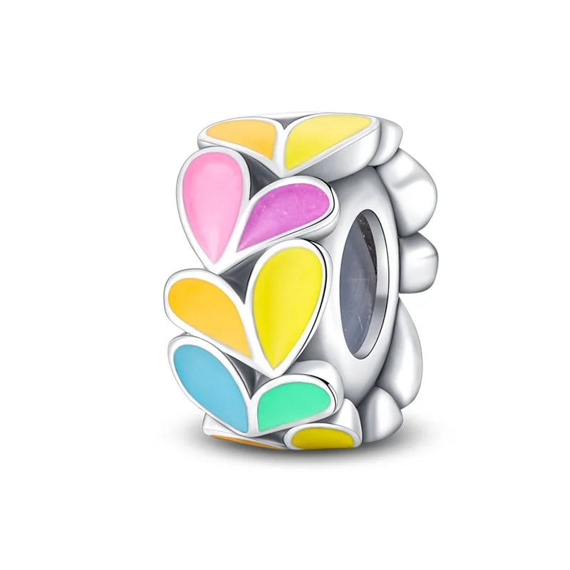 Charm de Plata 925 con Mariposa y Dragón – Abalorio Colorido con Zirconia Arcoíris para Pulseras DIY