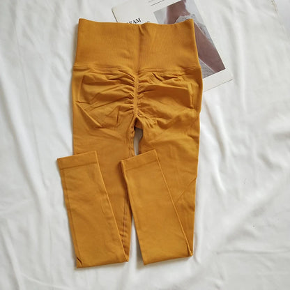 Women Seamless Slim Tights High Waist Solid Leggings Fitness Yoga Elastic Leggings Push Up Butt Knit Fashion Gym Workout Pants