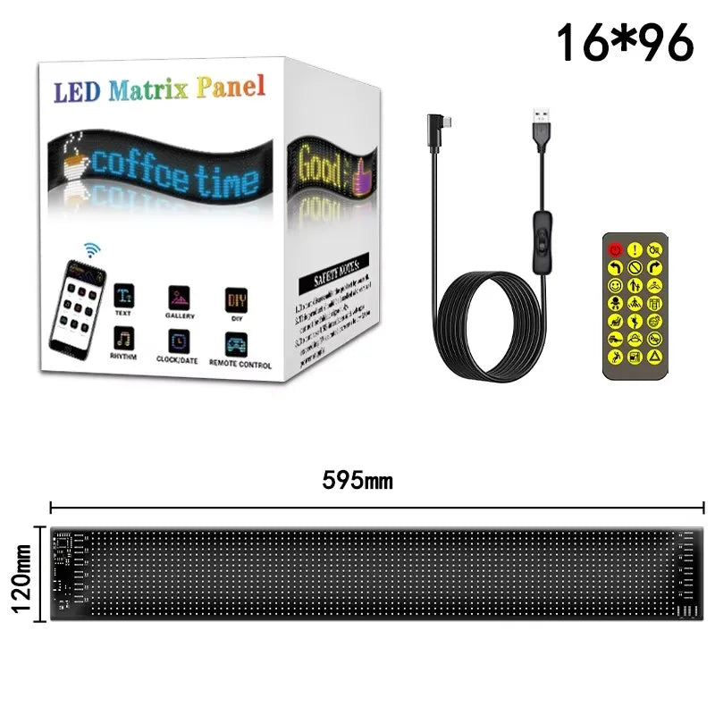 Pantalla LED Publicitaria Programable Bluetooth 5V USB – Cartel Animado para Autos y Tiendas