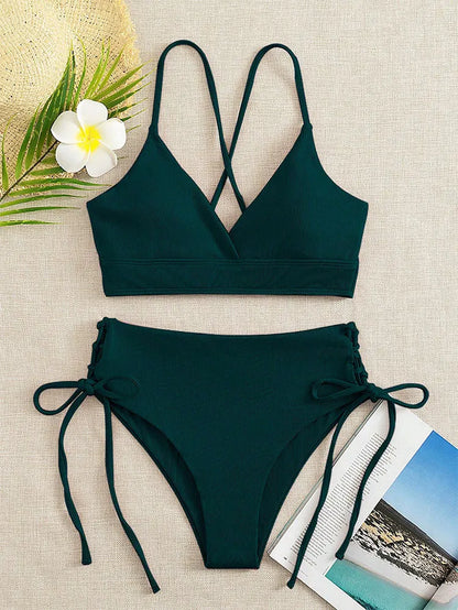 Bikini Sexy Mujer | V-Neck Split Triangular Playa y Piscina