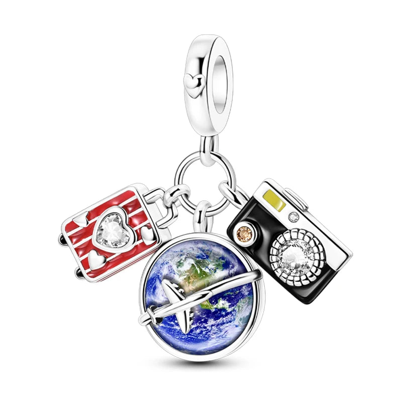 Charm de Plata S925 Hamster, Terrier y Princesa – Abalorios Brillantes para Pulseras Originales 3mm
