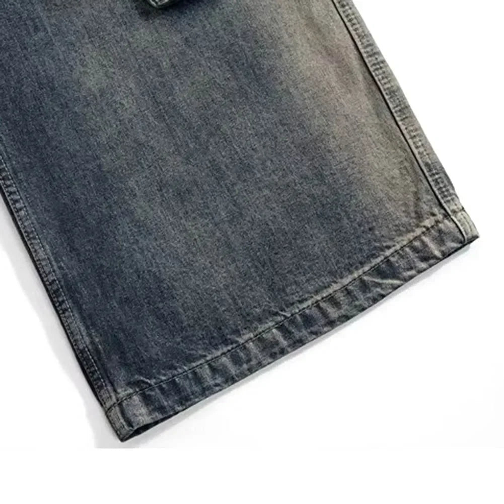 Pantalones Cargo Hombre Multibolsillos | Jeans Oversize Baggy con Cintas Degradadas y Cordón Ajustable Streetwear