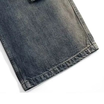 Pantalones Cargo Hombre Multibolsillos | Jeans Oversize Baggy con Cintas Degradadas y Cordón Ajustable Streetwear