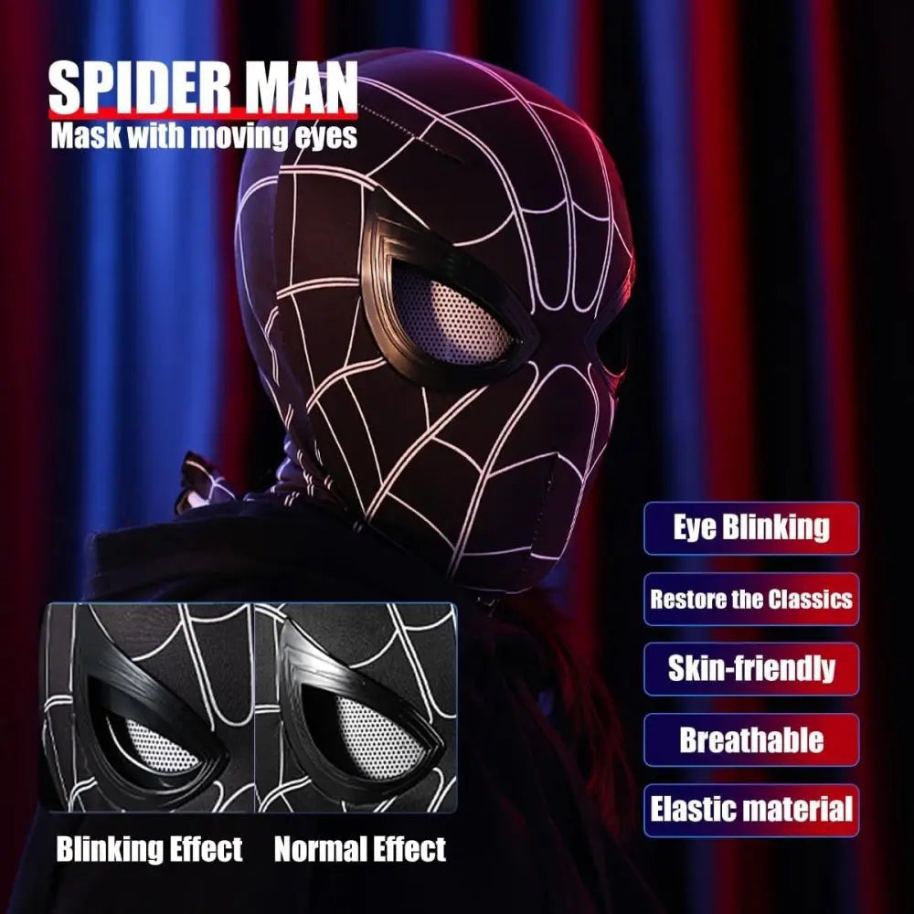 Máscara Spiderman con Ojos Móviles – Control Remoto Juguete Cosplay Infantil Halloween Navidad Peter Parker