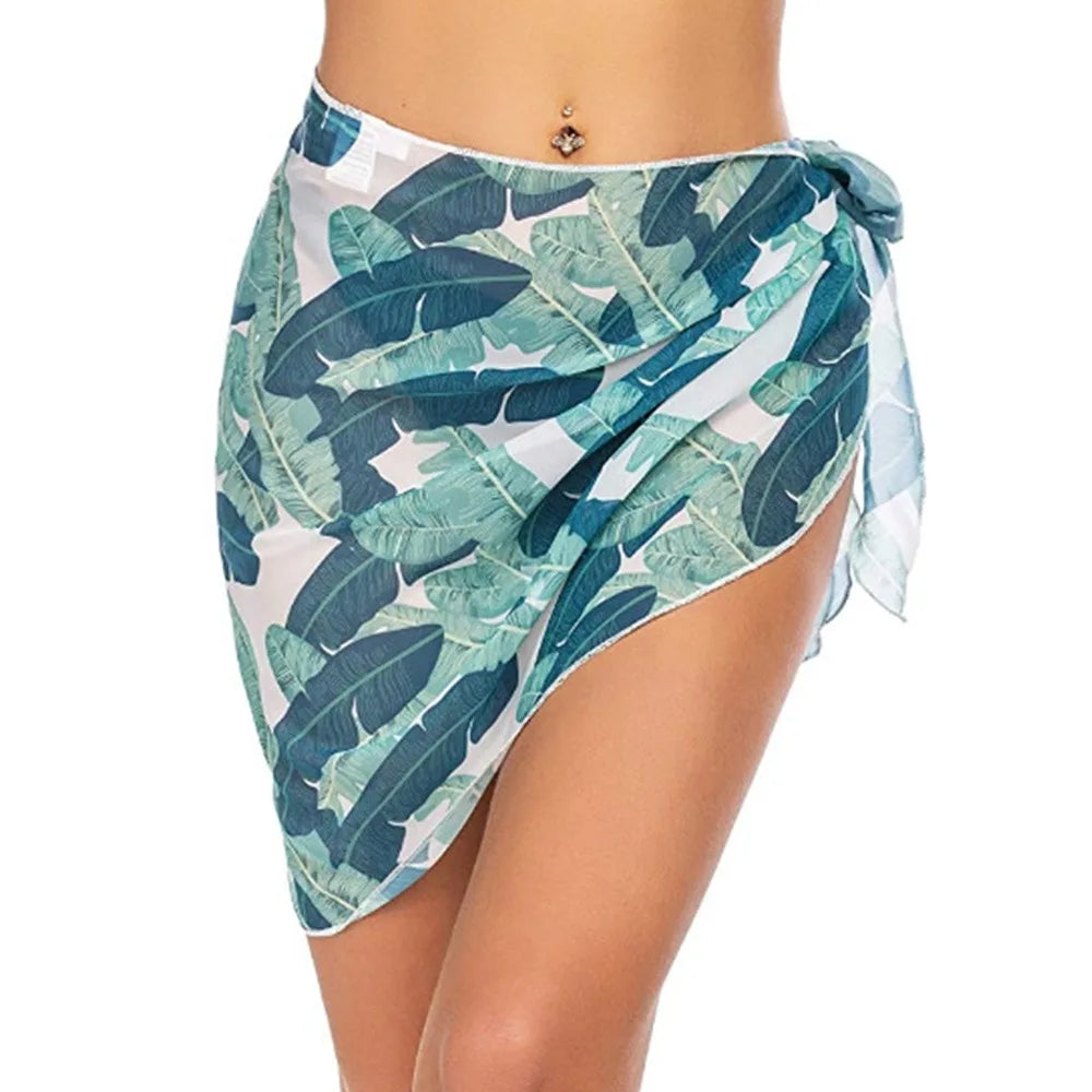 Falda Playera Mujer 2025 | Sarong Corto Chiffon Cubrebikini Verano