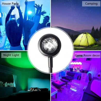 Lámpara LED USB Sunset Ambiance – Luz de Atardecer, Proyector Arcoíris 360°, Fotografía, Decoración y Ambiente