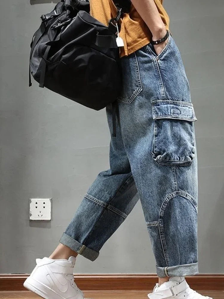 Jeans Stacked Oversize Hombre | Pantalón Vaquero Tallas Grandes Estilo Y2K Grunge Harajuku 2025