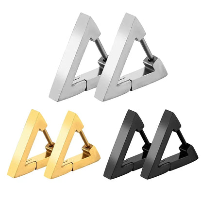 Aretes Punk Triangulares – Acero Inoxidable Hipoalergénico Unisex, Estilo Moderno y Duradero