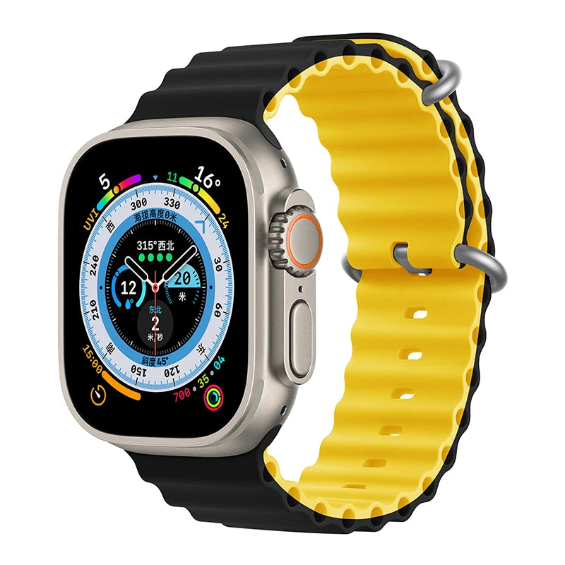 Correa Ocean de silicona para Apple Watch – Compatible Ultra 2, Series 10-5 (38mm-49mm)