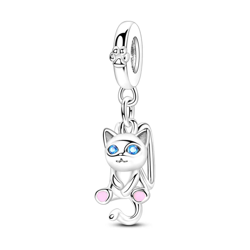 Charm de Plata S925 Hamster, Terrier y Princesa – Abalorios Brillantes para Pulseras Originales 3mm