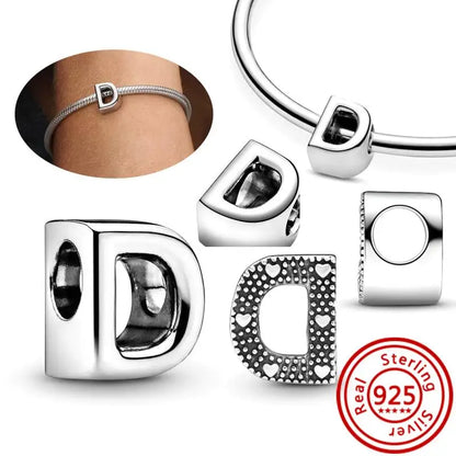 Charm Letras A–Z Plata 925 | Alfabeto Completo | Compatible Pandora Pulseras DIY