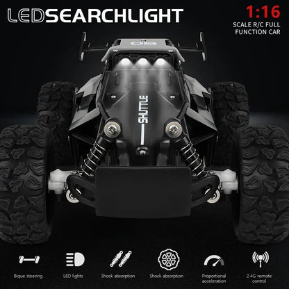 Coche RC 2.4GHz con Luces LED | Auto de Control Remoto 2WD Alta Velocidad Todoterreno para Niños