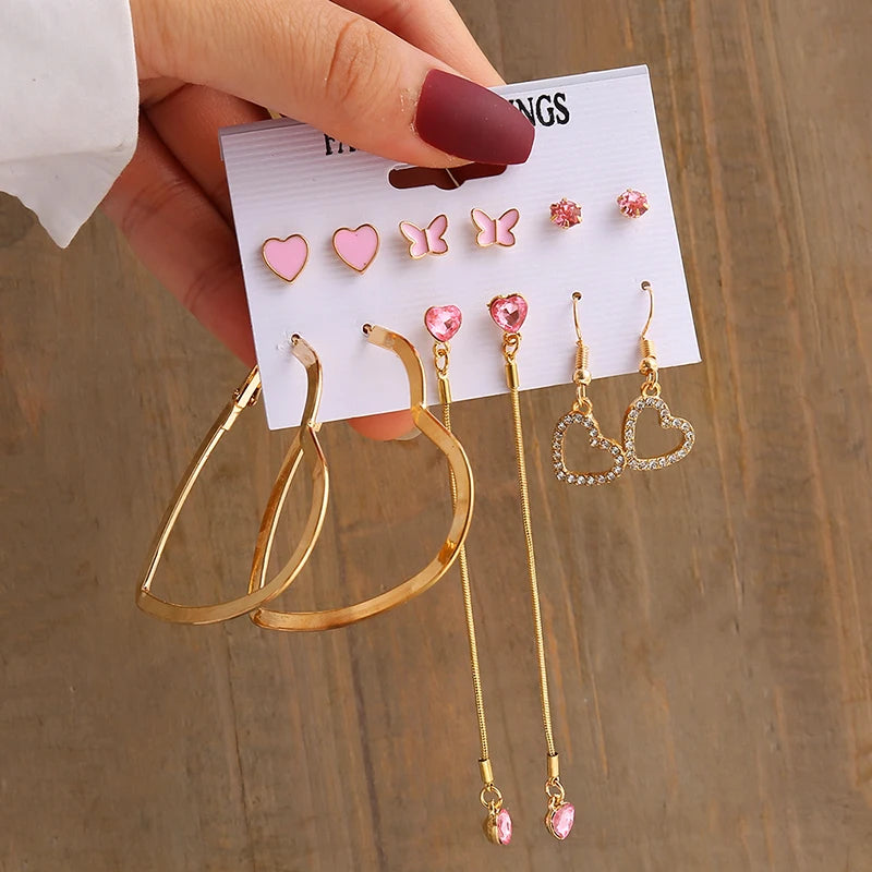 Set de Aretes Dorados Vintage con Perlas – Geométricos Colgantes para Mujer, Elegantes y Modernos