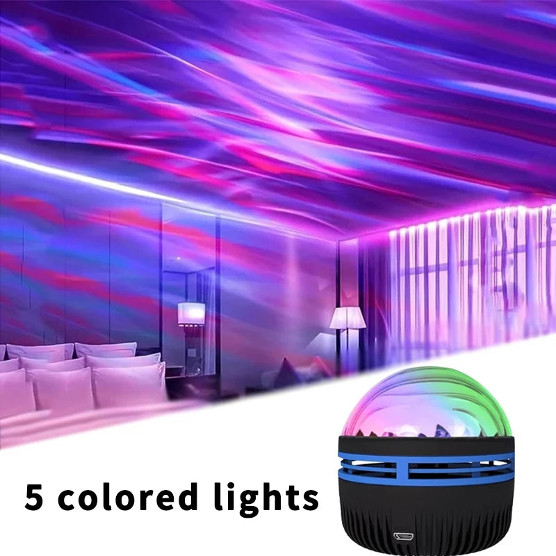 Proyector LED Galaxy Aurora USB 5V – Luz Nocturna Giratoria 360° con Control Remoto y Efectos RGB para Dormitorio y Sala