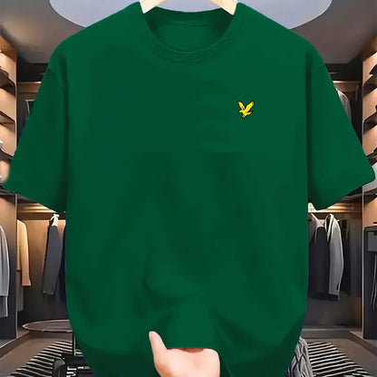Camiseta Hombre Verano 100% Algodón | Casual Deportivo Oversized | Estampado Águila Manga Corta Cuello Redondo