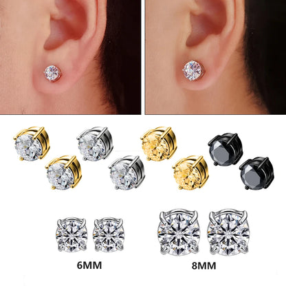 1 Par de Pendientes Magnéticos de Cristal | Clip sin Perforación | Aros Falsos Unisex para Hombre y Mujer | Joyería de Moda Regalo