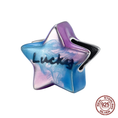 Charm luna y estrellas luminoso plata 925 – Abalorio brillante para pulsera tipo Pandora mujer