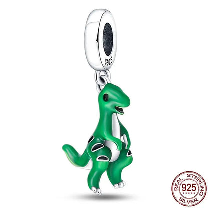 Charm camaleón y luciérnaga en plata 925 – Dije animal brillante, compatible Pandora, pulsera y collar mujer