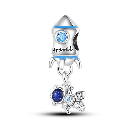 Charm cielo estrellado luna y estrella en plata 925 – Abalorio elegante para pulseras tipo Pandora, joyería DIY cósmica