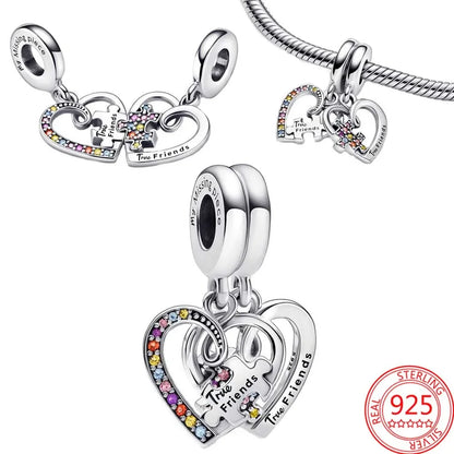 Charm Colgante Pareja Plata 925 y Oro Rosa | Compatible Pandora Original | Pulsera o Collar Mujer