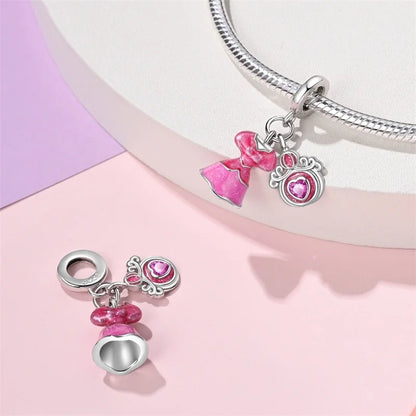 Charm princesa ángel rosa plata 925 – Abalorio de cumpleaños para pulsera tipo Pandora mujer