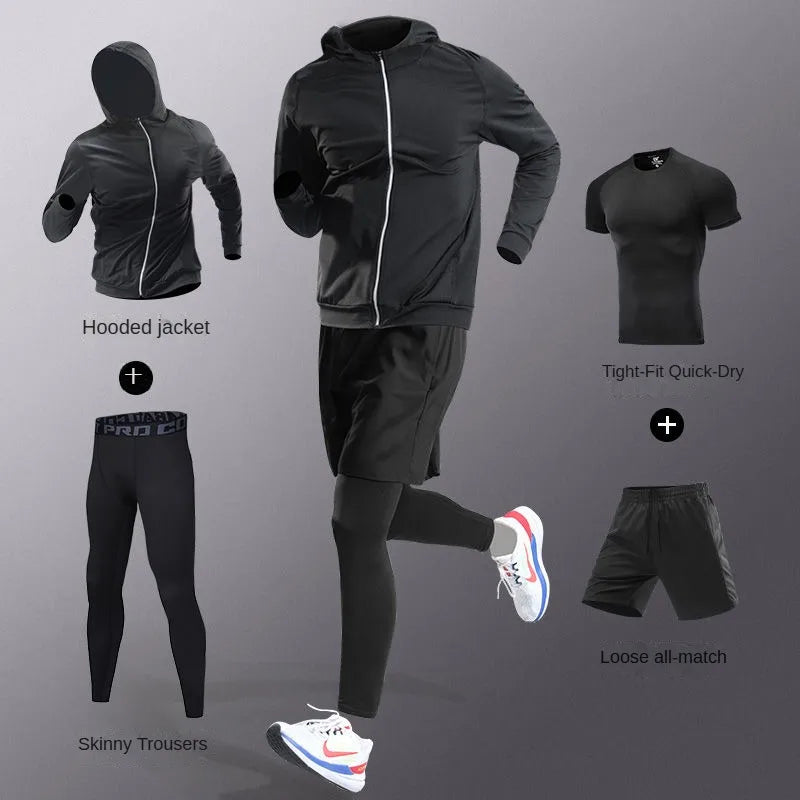 Conjunto Deportivo de Hombre 3-7 Piezas – Tracksuit Completo de Fibra Ice, Secado Rápido para Running, Gym, Ciclismo y Fitness
