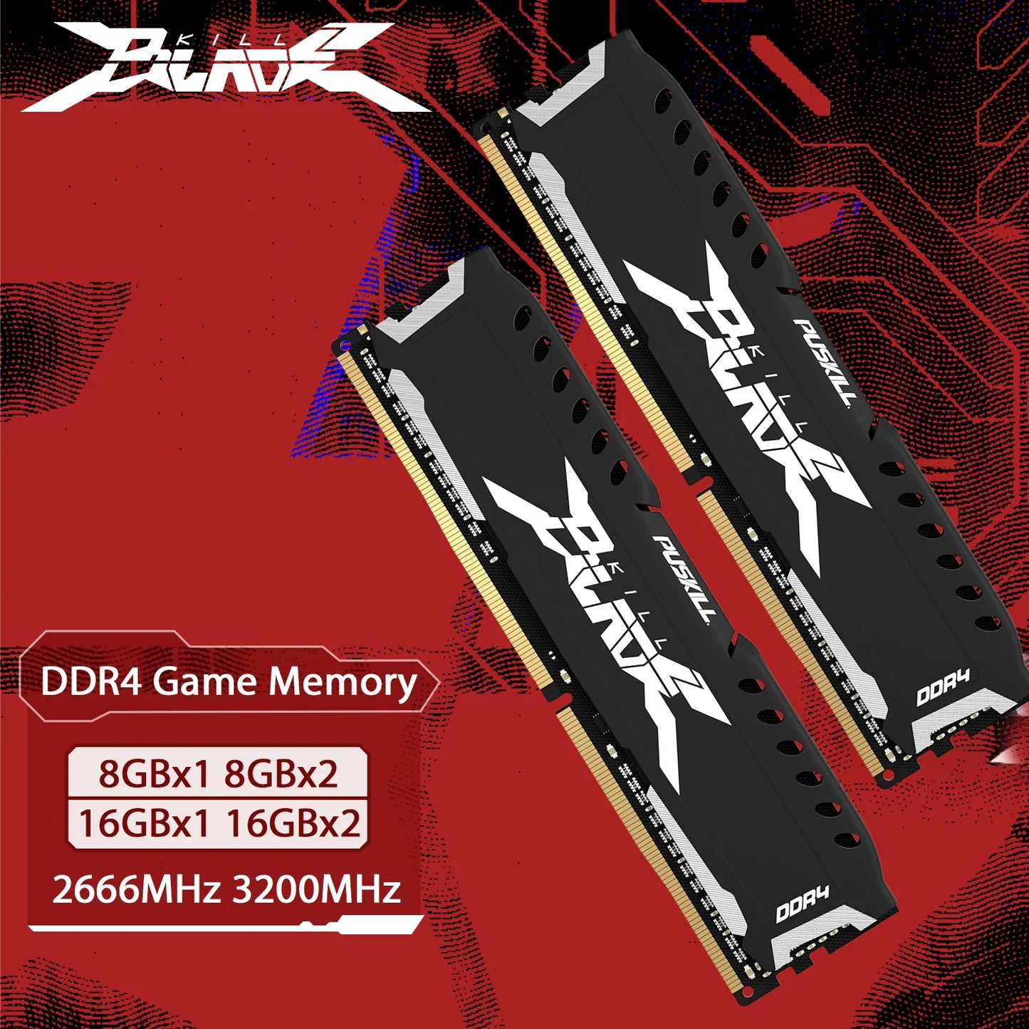 PUSKILL Memória RAM DDR4 16GB 8GB 1.2V 3200MHz 2666MHz Desktop Computer UDIMM Cooling Vest Memory Memoria