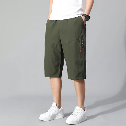 Shorts Cargo de Algodón para Hombre – Rodilla, Bolsillo con Cremallera, Cintura Elástica, Climbing, Jogger, Casual y Deportivo