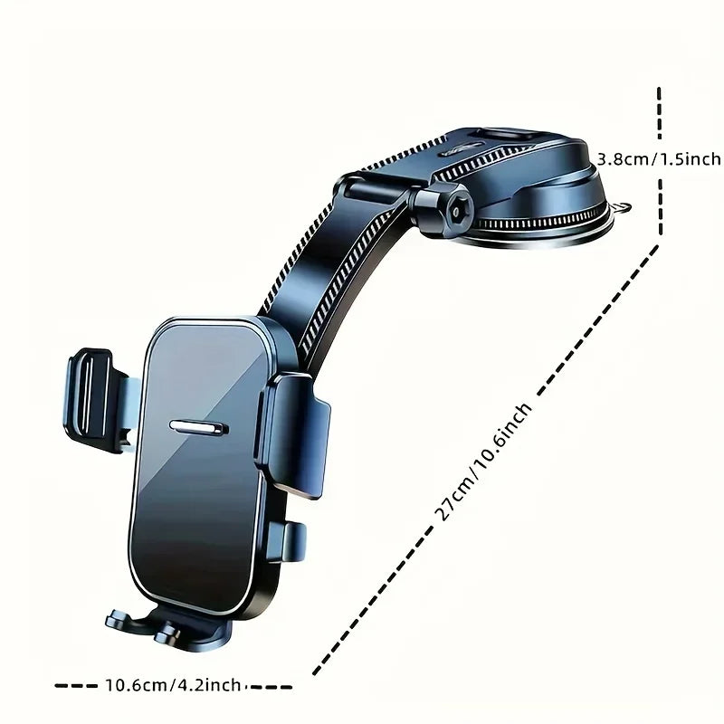 Soporte Ajustable para Teléfono de Coche con Base de Succión Fuerte y Marco de ABS – Rotación 360° Antivibración Antideslizante para Salpicadero