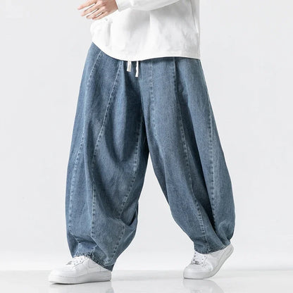 Pantalones Casual Japoneses para Hombre – Jeans Lantern Baggy Oversize Hip Hop Streetwear Pierna Ancha Denim