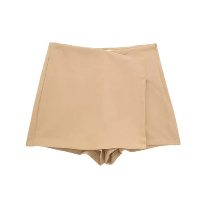 Skort Asimétrico Mujer 2025 | Falda Pantalón Negra Tiro Alto Casual Verano