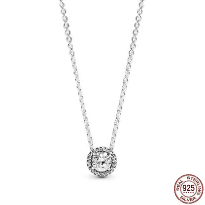 Collar colgante corazón redondo plata 925 – Dije clásico brillante compatible Pandora