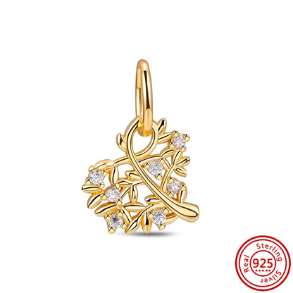 Charm trébol verde dopamina en plata 925 – Flor del bosque para pulsera DIY compatible Pandora mujer