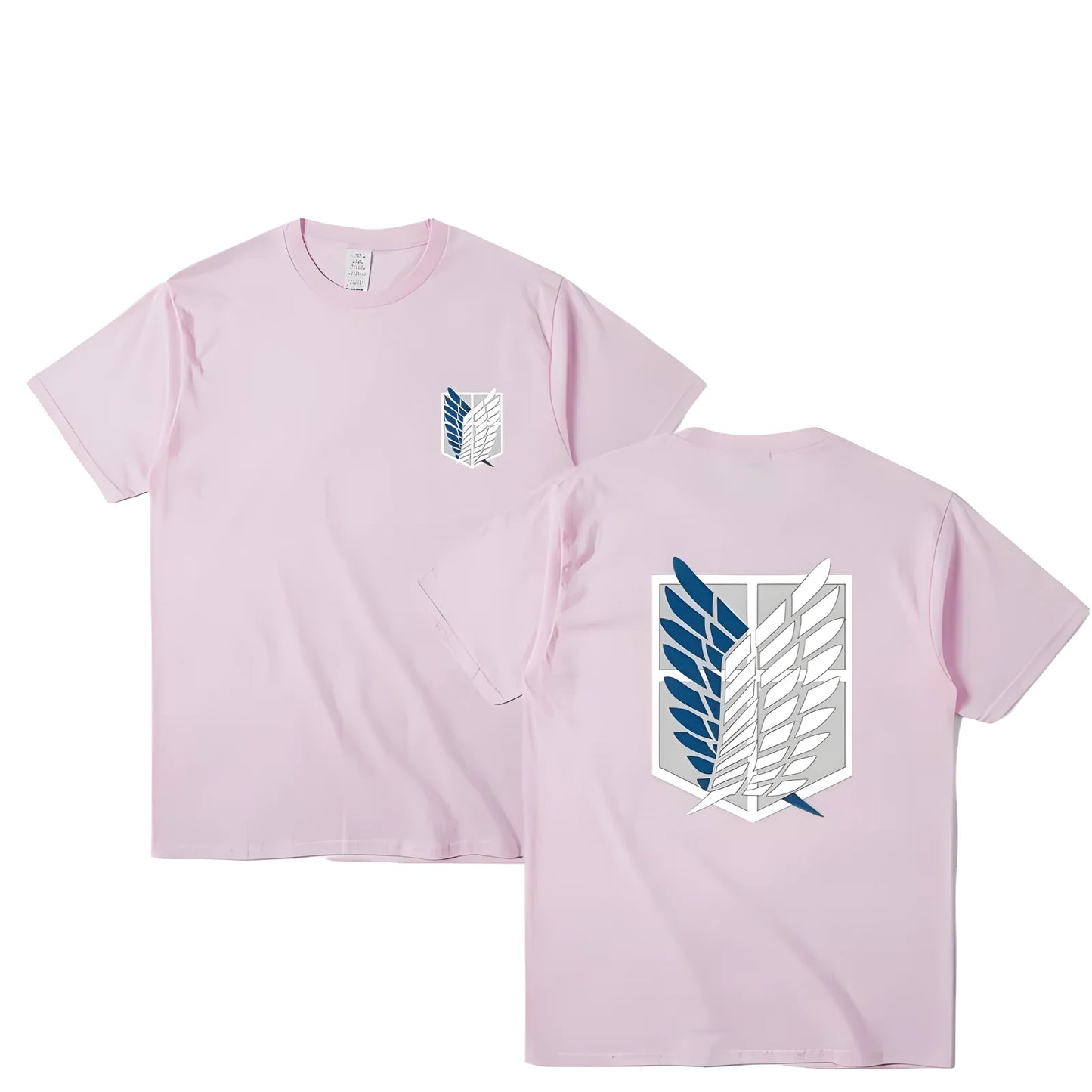 Camiseta Oversize Attack on Titan – T-shirt “Wings of Freedom” Mikasa & Eren, Algodón, Manga Corta, Cuello Redondo, Verano