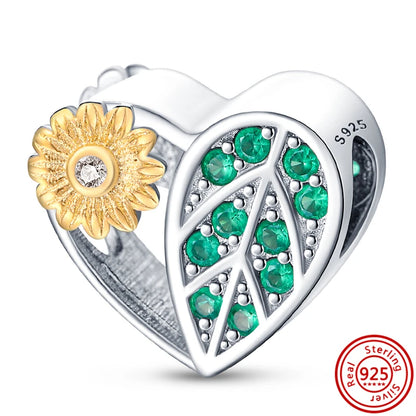 Charm trébol verde dopamina en plata 925 – Flor del bosque para pulsera DIY compatible Pandora mujer