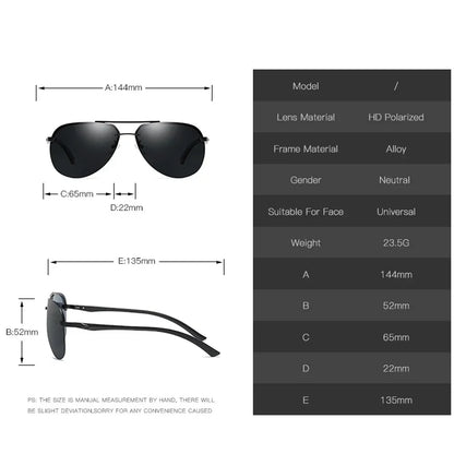 Gafas de Sol Polarizadas Clásicas Unisex | Lentes Espejo con Montura Metálica para Conducir y Viajar