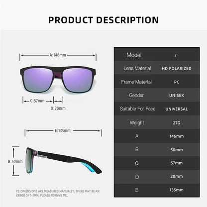 Gafas de Sol Polarizadas Moradas Unisex – Retro Cuadradas Deporte Conducción Pesca UV400