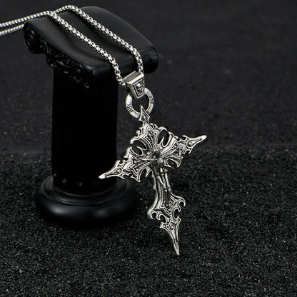 Collar Gótico Retro con Cruz de Clavos y Calavera – Colgante Personalizado de Moda para Halloween y Uso Diario