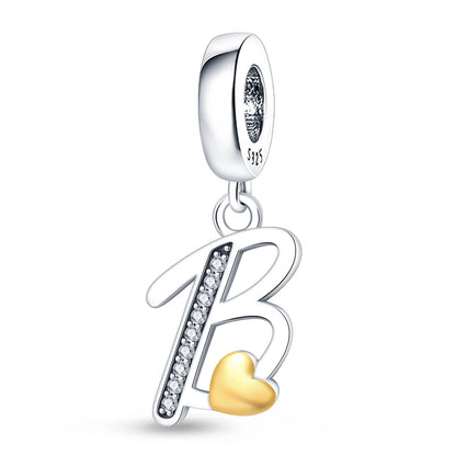 Charm letras alfabeto inglés de plata 925 – Colgante inicial A-Z para pulsera tipo Pandora, joyería DIY personalizada
