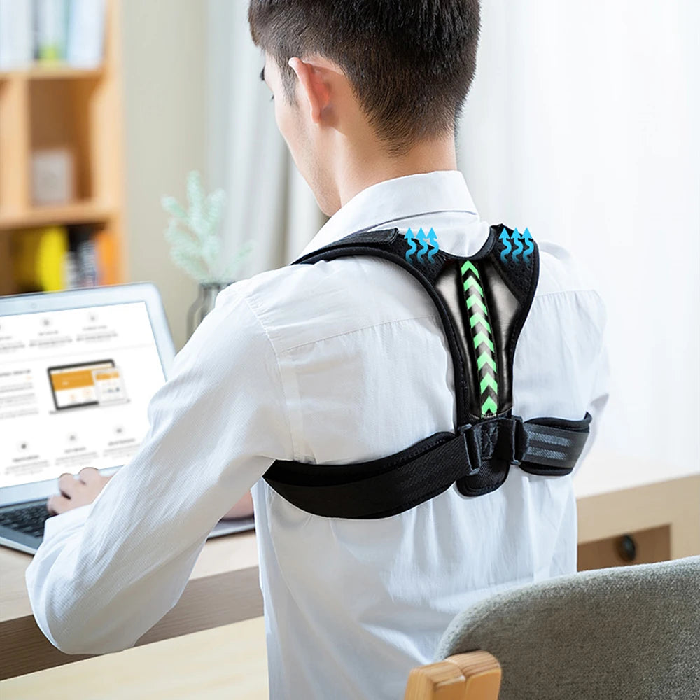 Tcare Corrector de Postura Ajustable Unisex | Corsé Ortopédico con Soporte Lumbar, Clavícula y Hombros