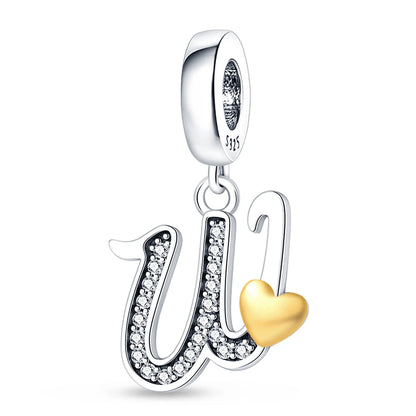 Charm letras alfabeto inglés de plata 925 – Colgante inicial A-Z para pulsera tipo Pandora, joyería DIY personalizada