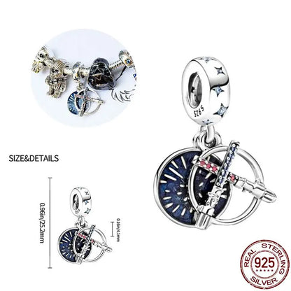 Charm Star Wars Mandalorian en Plata 925 – Abalorio Yoda y Casco Mandalorian para Pulsera Original Mujer