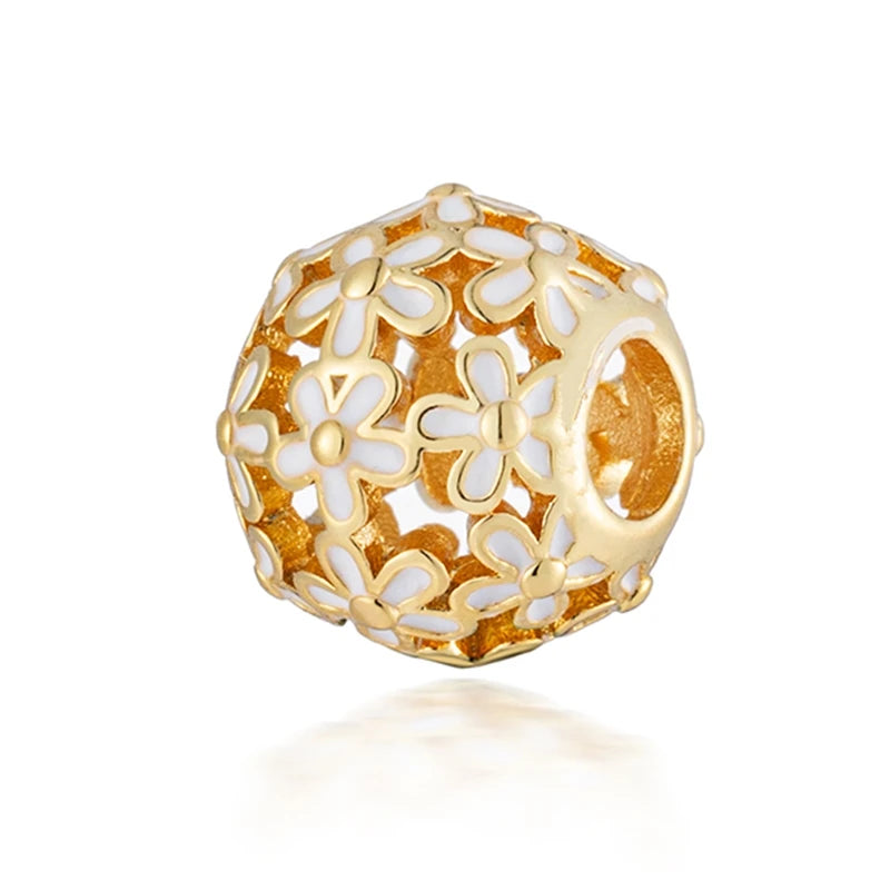 Charm Plata 925 Flores Rosadas | Cerezo y Margarita Brillante Compatible Pandora
