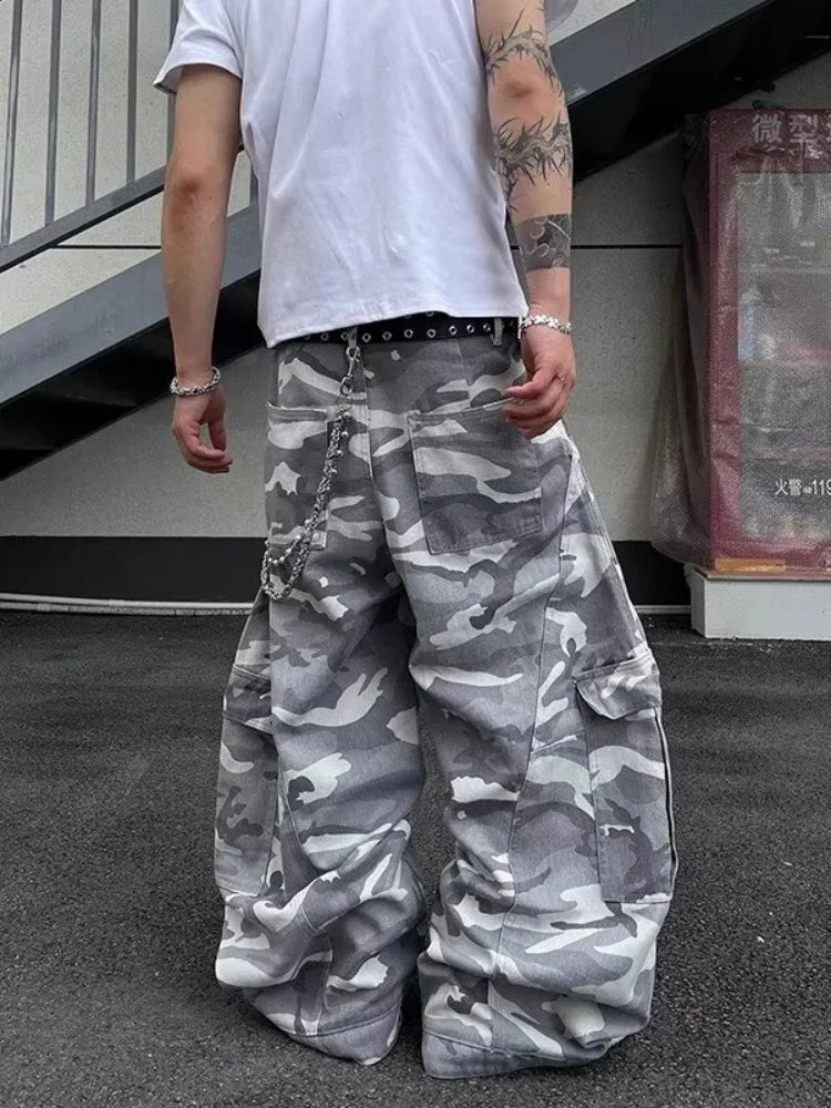 Pantalones Cargo Camuflados Y2K Hombre | Jeans Baggy Oversize Pierna Ancha Streetwear 2025