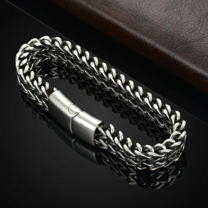 Pulsera de Acero Inoxidable Trenzado | Doble Fila Escamas de Pescado | Cierre Magnético de Aleación | Joyería Unisex Moderna