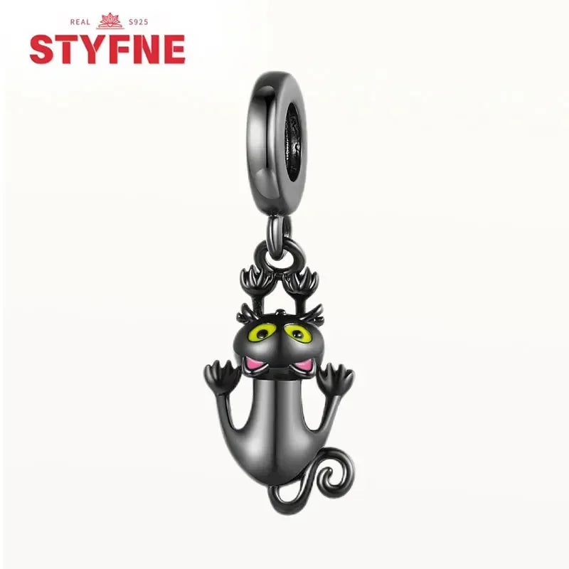 Charm Gato Negro de Plata 925 | Dije para Pulseras Pandora Mujer Joyería Fina