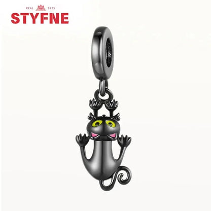 Charm Gato Negro de Plata 925 | Dije para Pulseras Pandora Mujer Joyería Fina